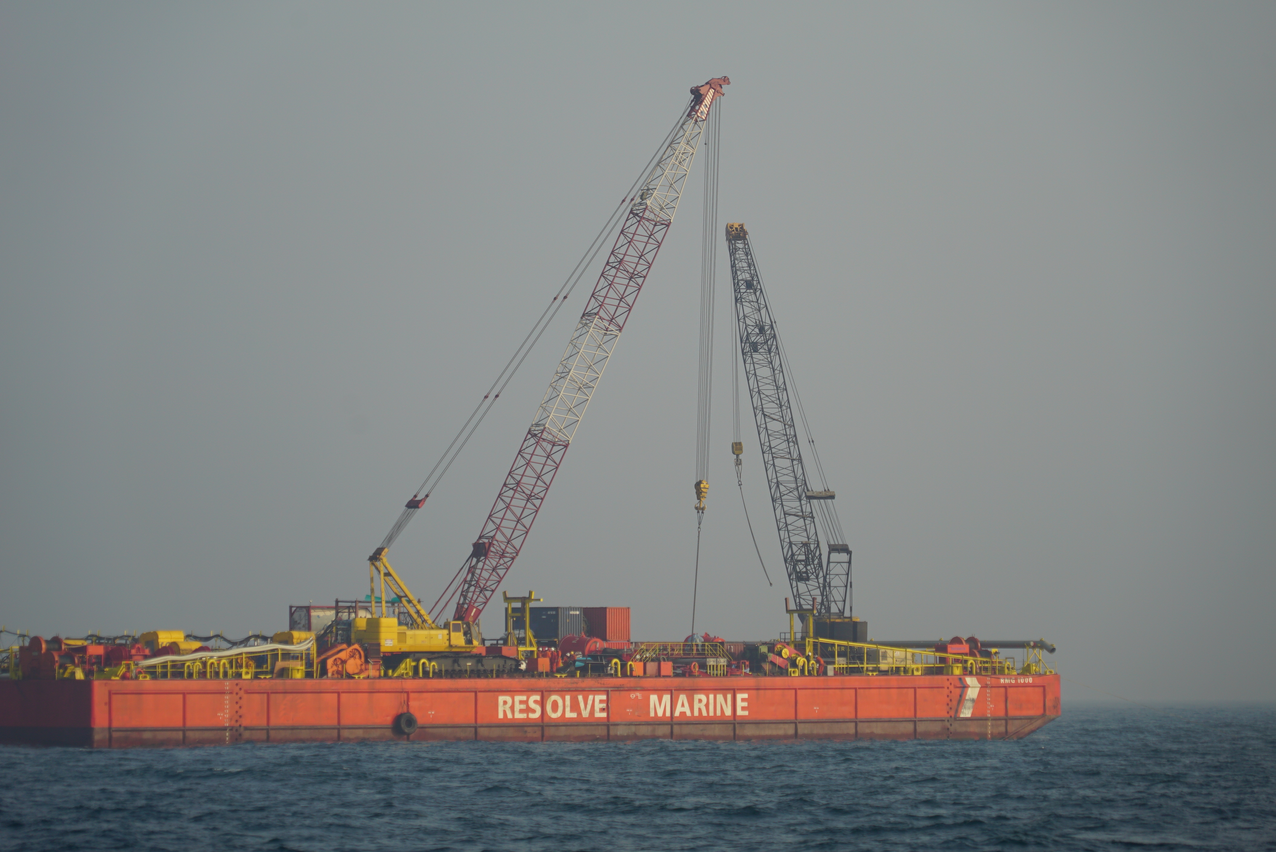 Resolve Marine barge with a large crane is pictured